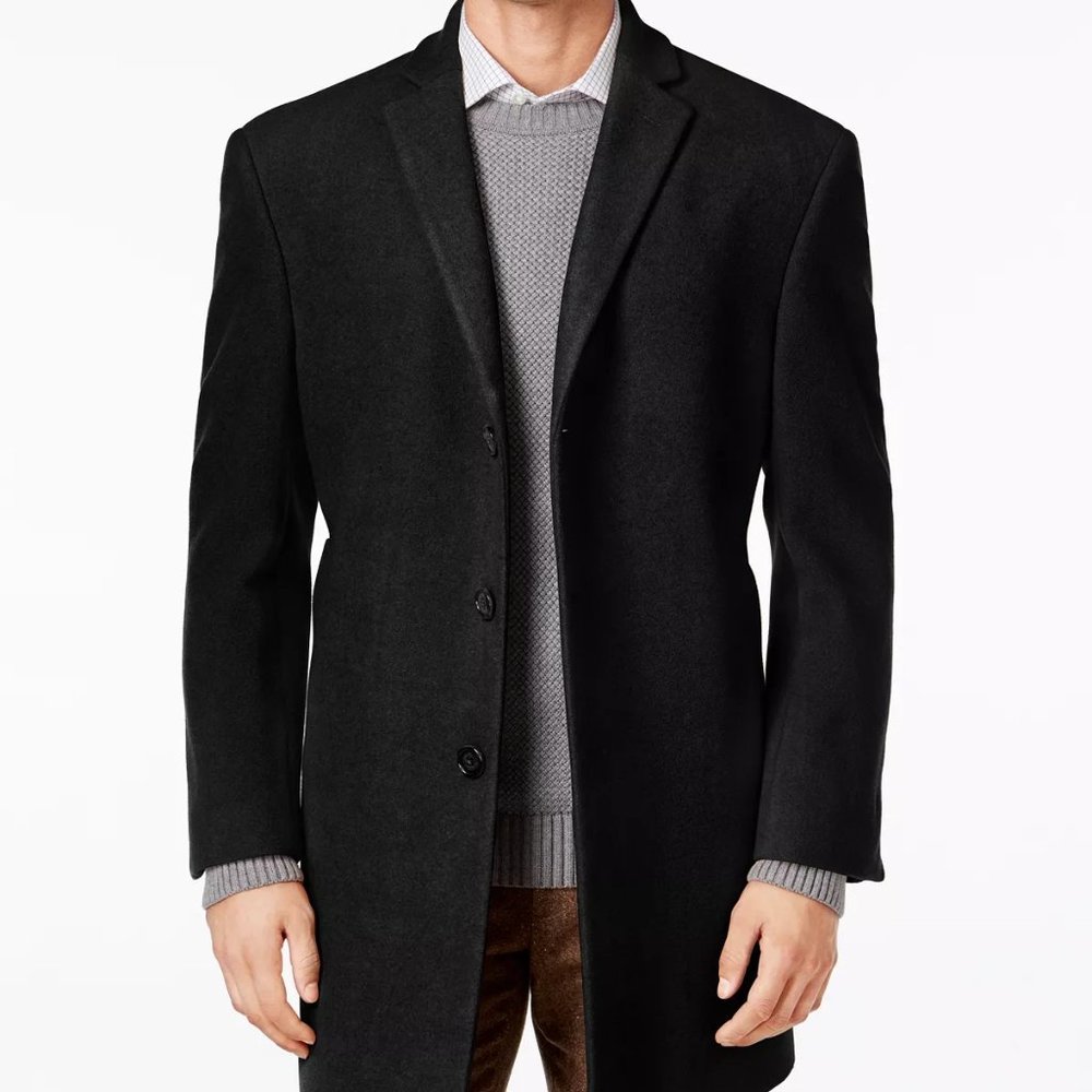 New, with tags,Calvin Klein Men's Prosper Wool-Blend X-Fit Overcoat- 38s, Black